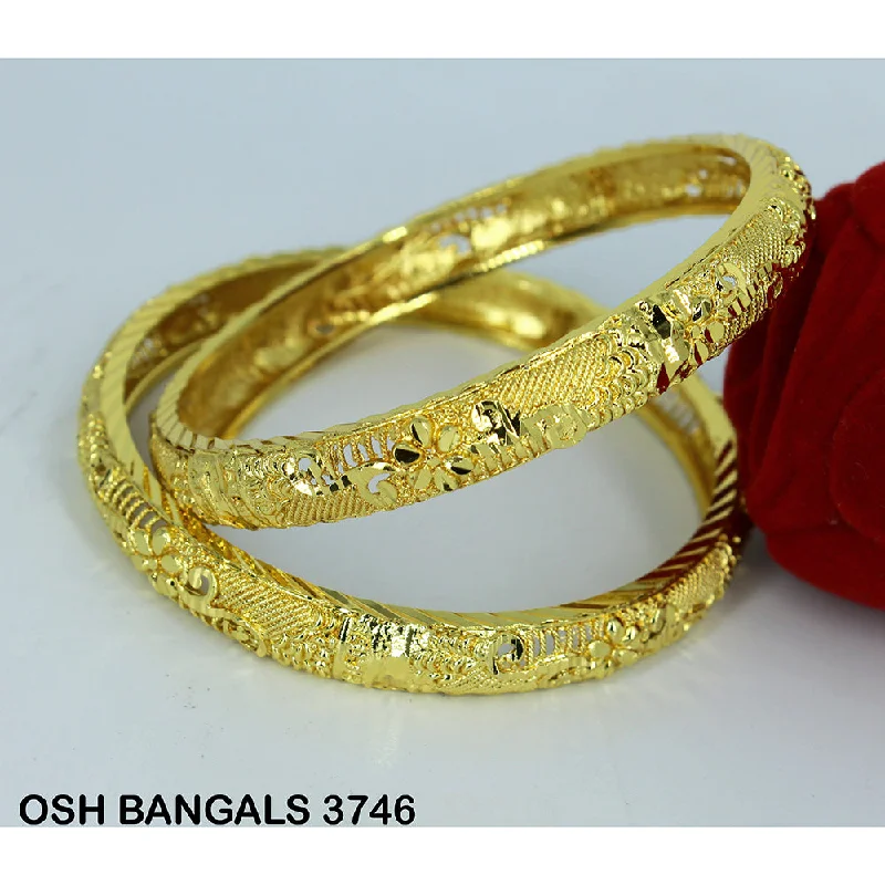 women’s vintage gold bracelets-Mahavir Forming Gold Plated Bangle Set - OSH BANGALS 3746