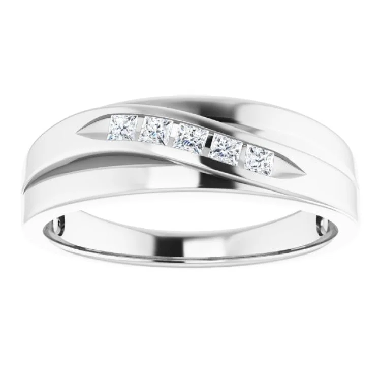 dainty rings for women-Platinum 1/4 CTW Natural Diamond Band