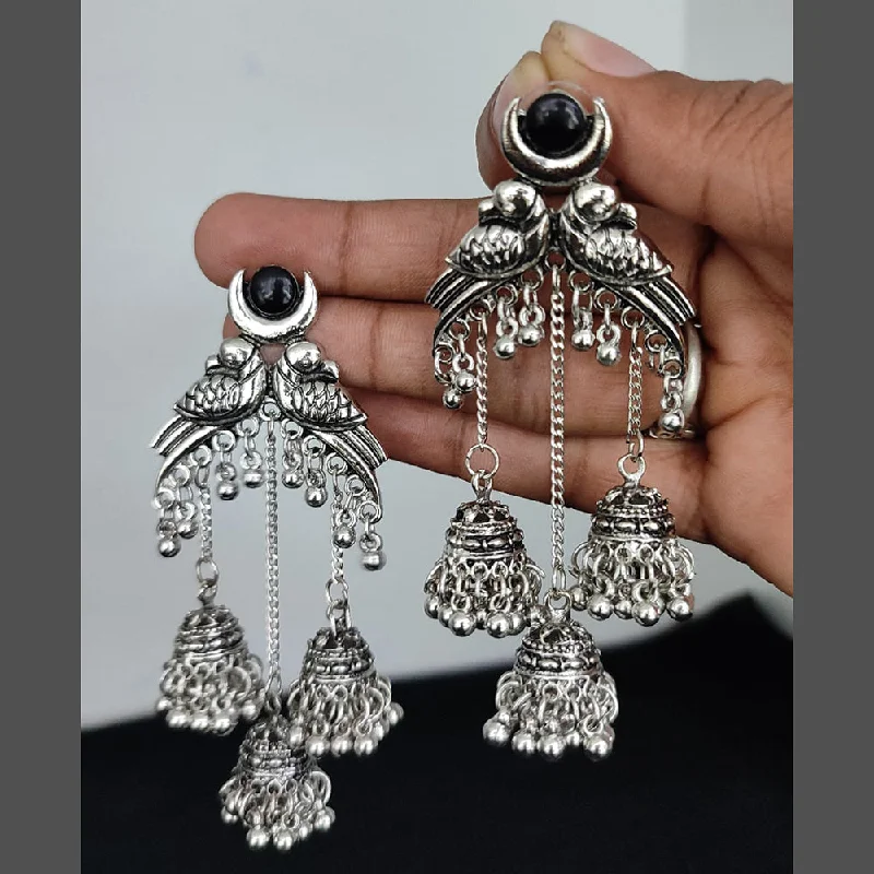 women’s sterling silver earrings-Lucentarts Jewellery Oxidise Plated Jhumki Earrings