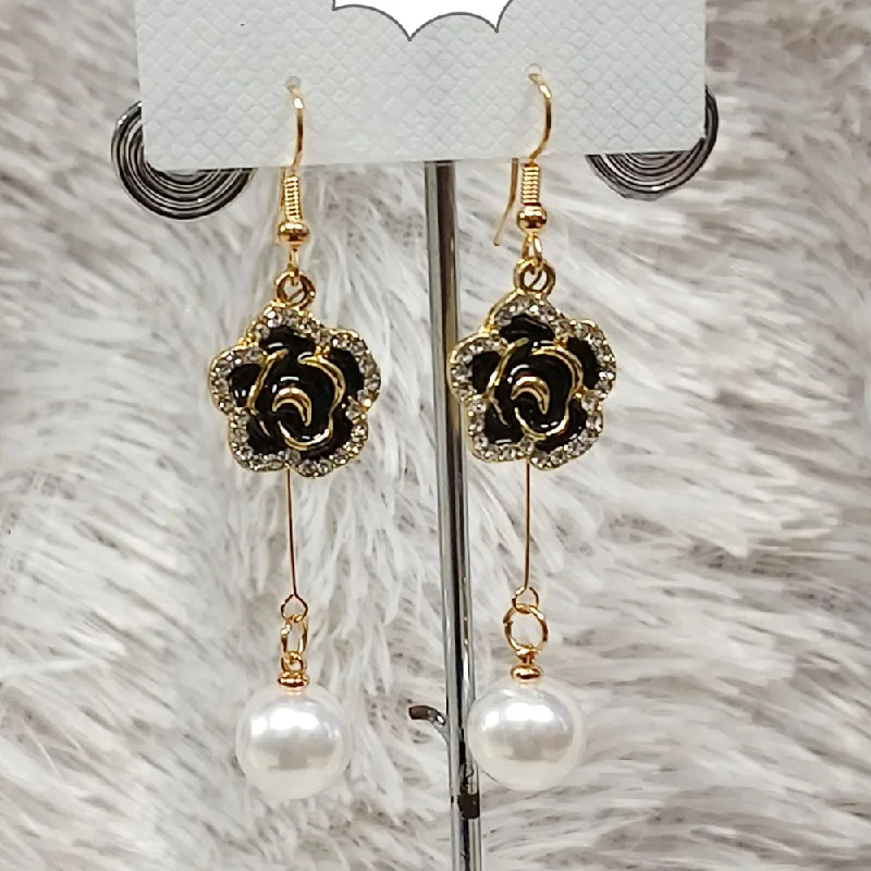 women’s engagement earrings-Diyu Dhyu Gold Plated Austrian Stone Dangler Earrings