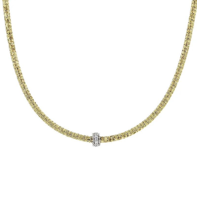 women’s charm necklaces-Necklace in Yellow and White Gold with Diamonds