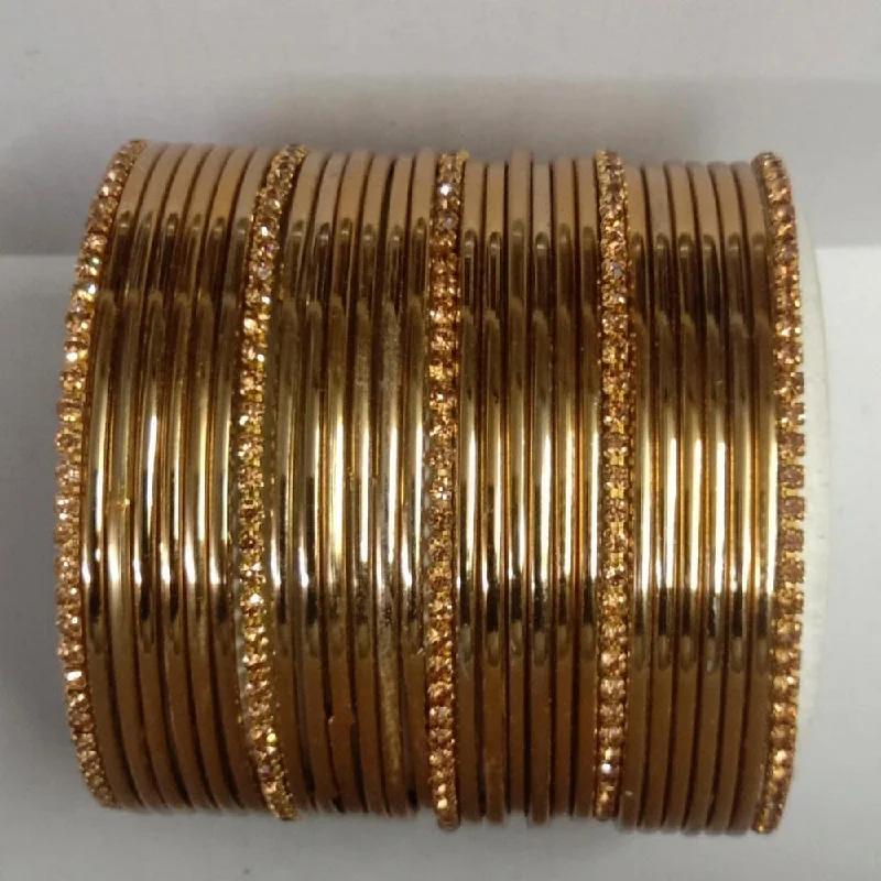 gemstone bracelets for women-Shree Asha Bangles Gold Plated Austrian Stone Bangles Set - D no.1876