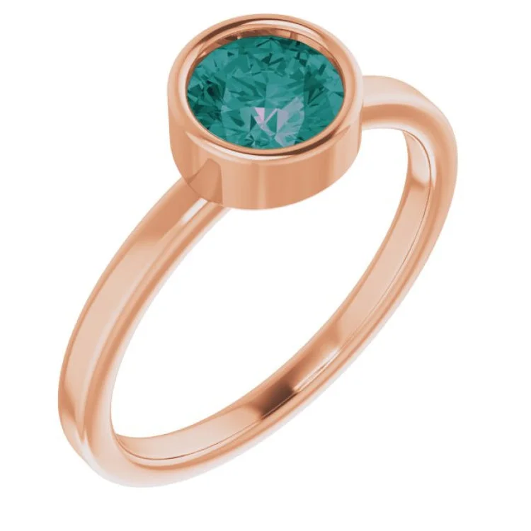 minimalist rings for women-14K Rose 6 mm Lab-Grown Alexandrite Ring