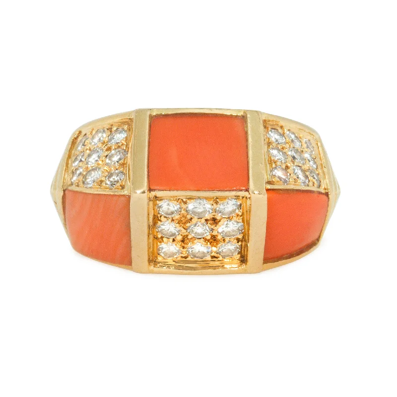 vintage engagement rings for women-Van Cleef & Arpels, Paris coral and diamond ring