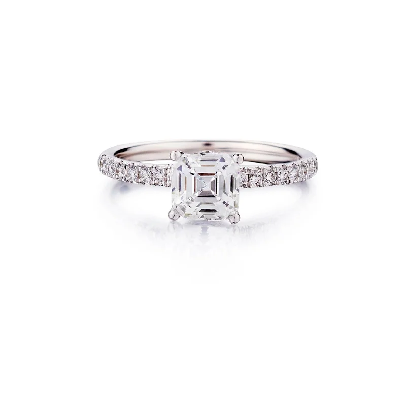 women’s unique platinum engagement rings-Square Emerald Cut Diamond Ring