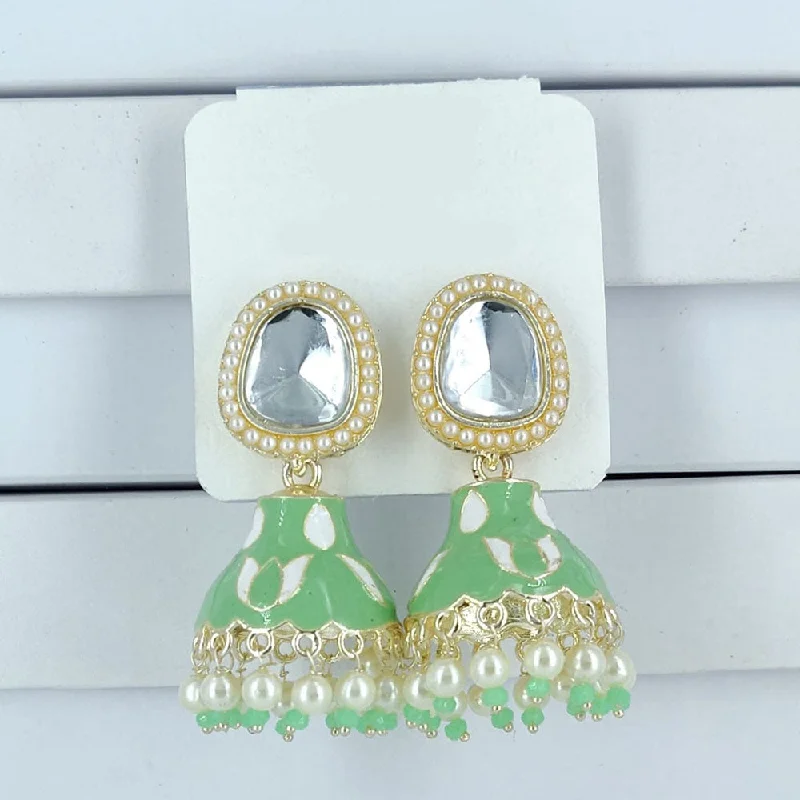 women’s drop diamond earrings-Corbeda Fashion Gold Plated Meenakari Jhumki Earrings