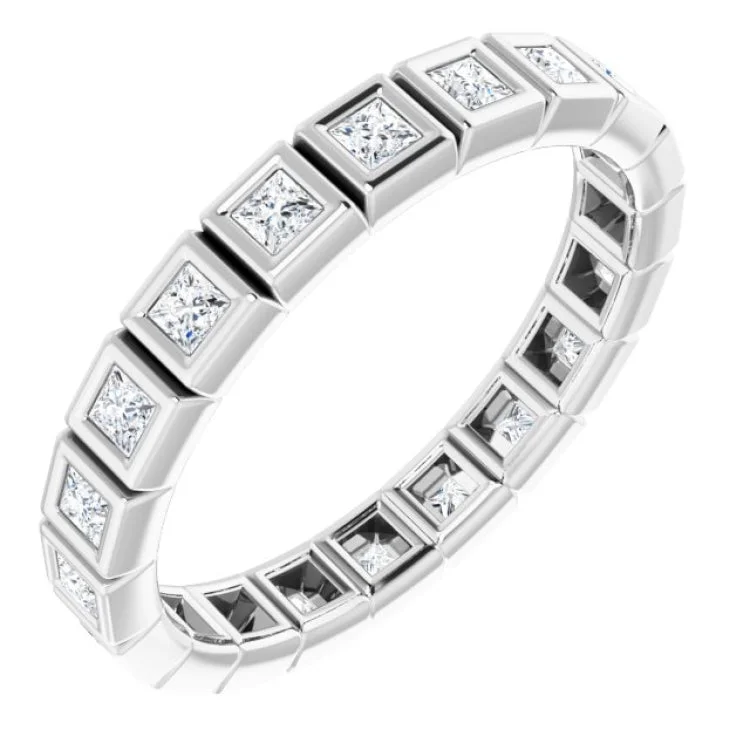 moonstone rings for women-14K White 1/2 CTW Natural Diamond Eternity Band Size 7