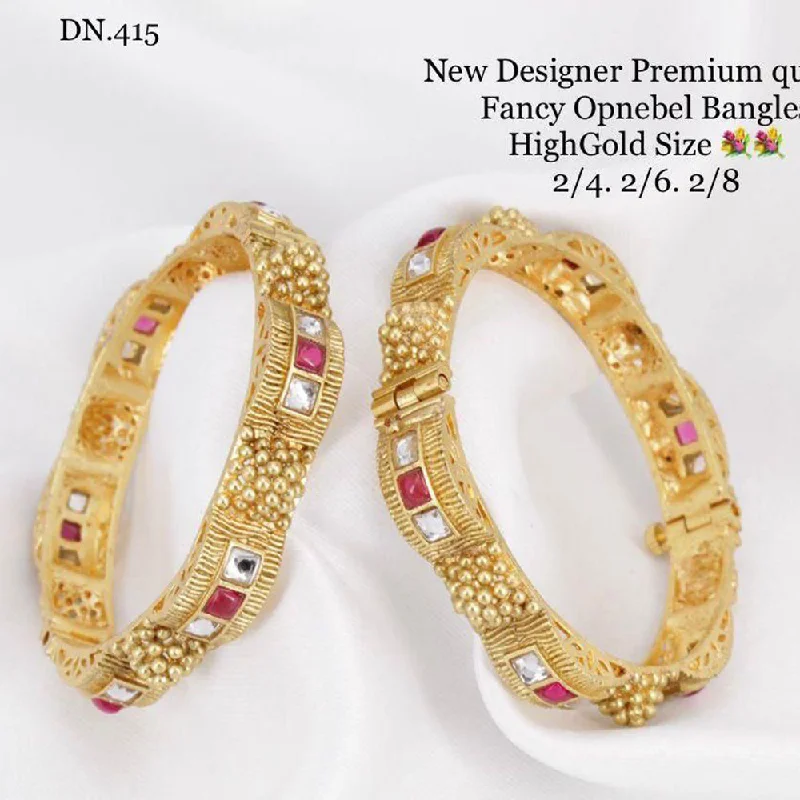 women’s golden tennis bracelets-Manisha Jewellery Gold Plated Bangle Set