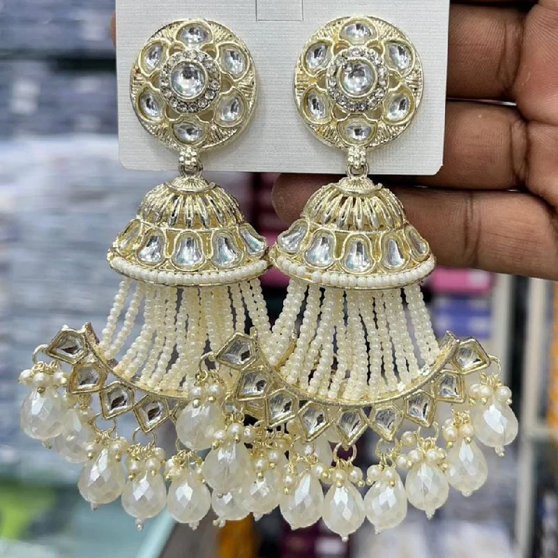 women’s vintage gemstone earrings-Manisha Jewellery Gold Plated Kundan Stone And Pearls Dangler Earrings