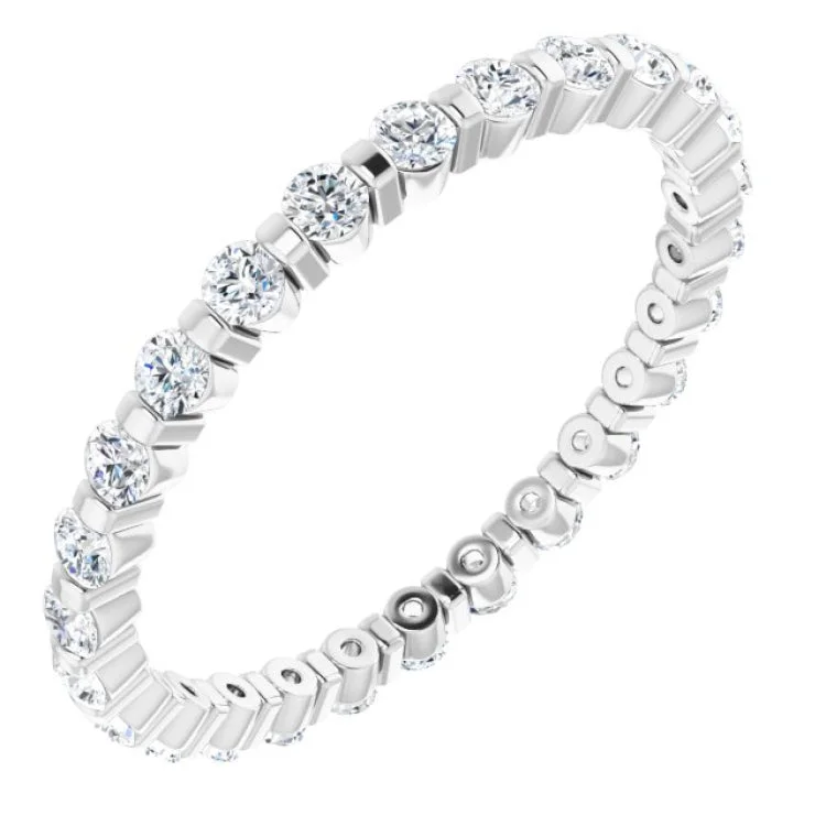 women’s silver stacking rings-Platinum 1/2 CTW Natural Diamond Eternity Band Size 5