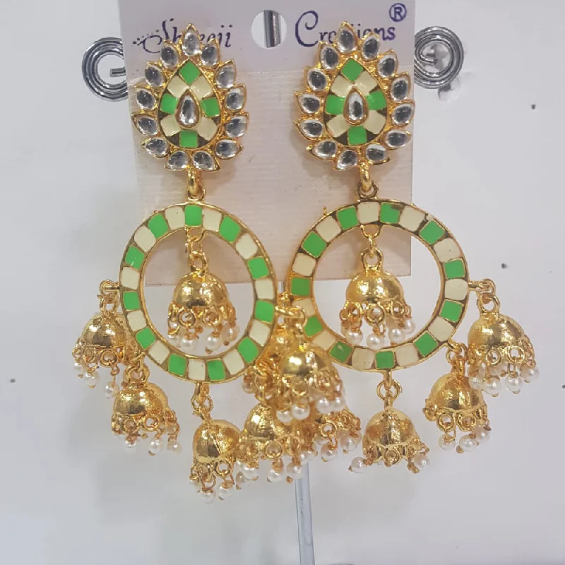 fashion earrings for women-Shreeji Gold Plated Meenakari Dangler Earrings