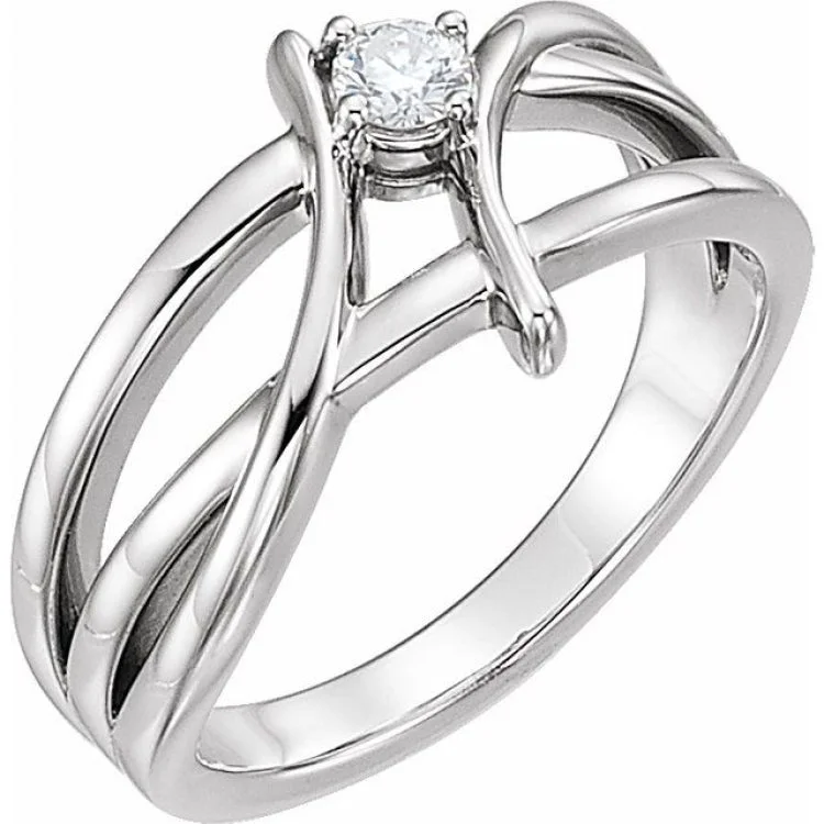 engagement rings with side stones-Sterling Silver 1/4 CT Natural Diamond Ring