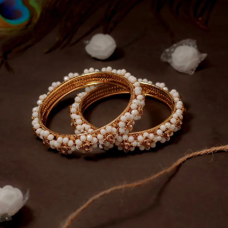 women’s leather and gold bracelets-SOB Set of two Crystal Bangles with Studded Diamond & Handcrafted Bangles