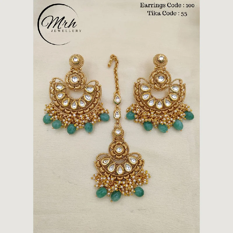 women’s oval earrings-Jewel Addiction Copper Gold Plated Earrings With Mangtikka