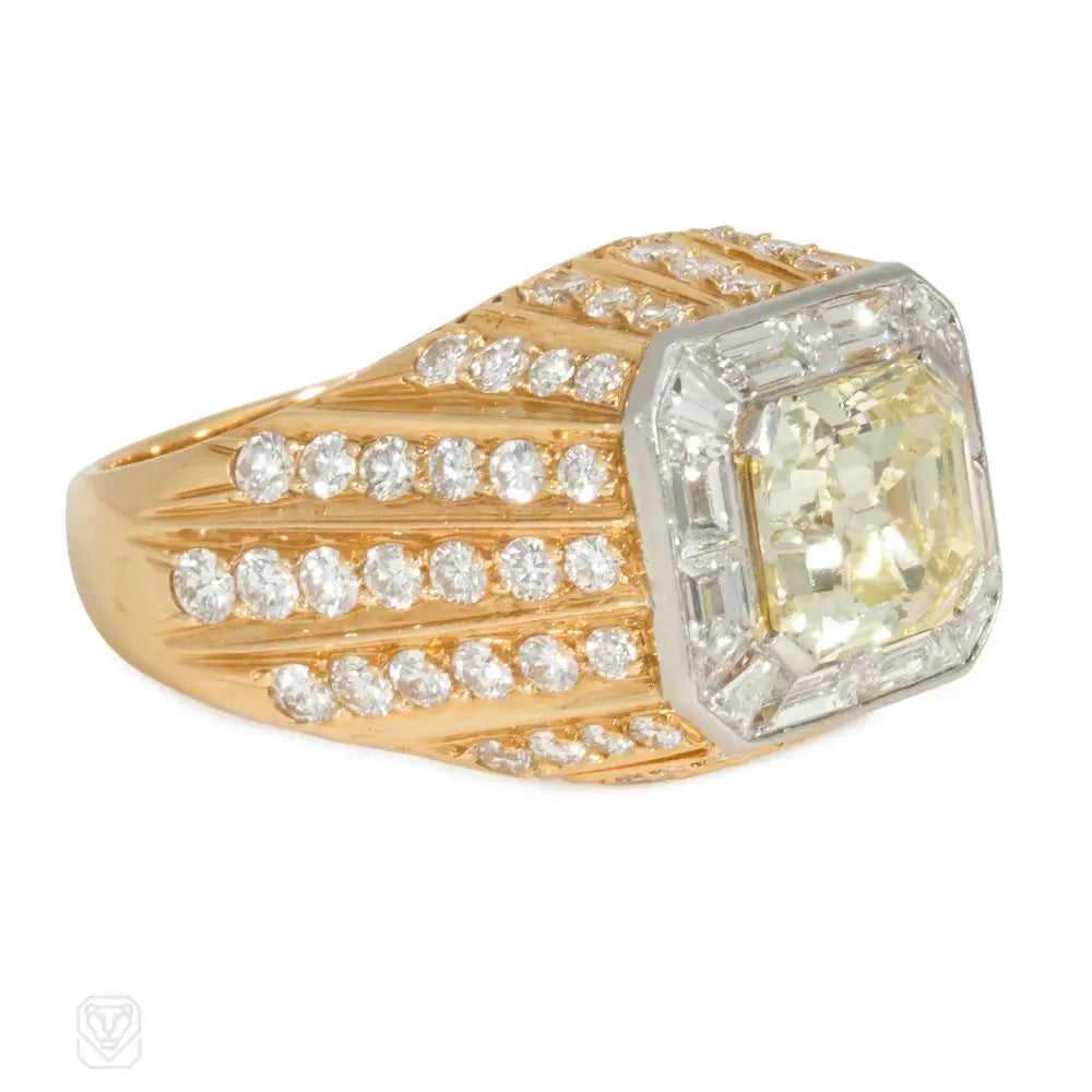 women’s antique-style engagement rings-Bulgari natural fancy yellow diamond ring