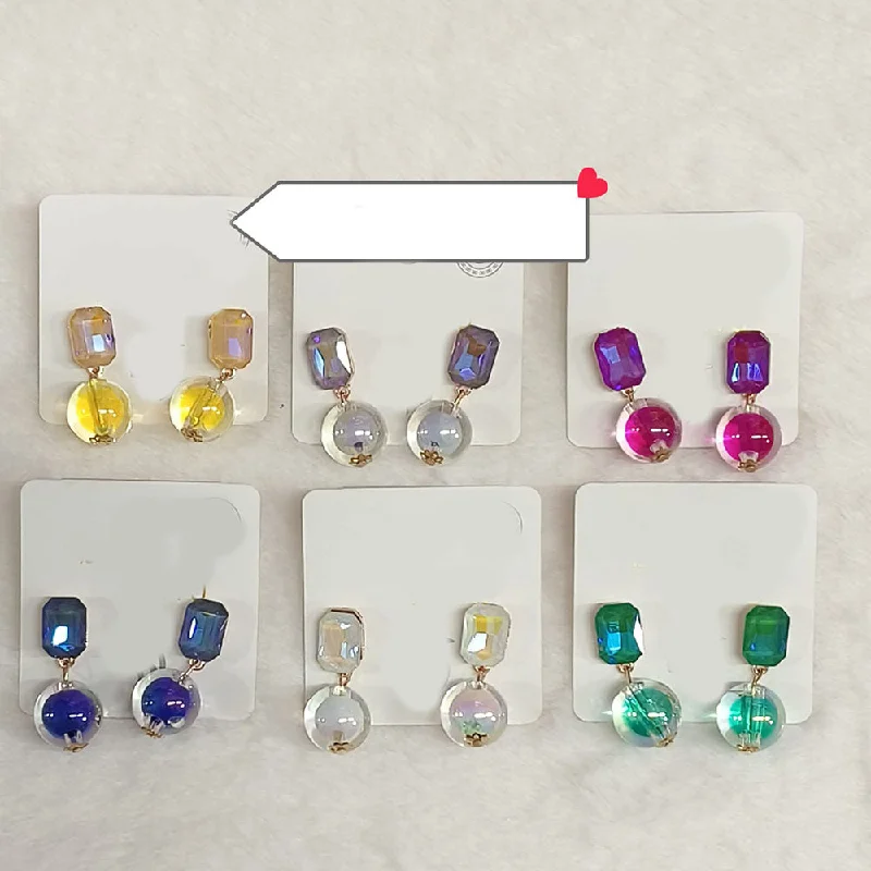 女士Earrings 长尾词Diyu Dhyu Crystal Stone Dangler Earrings (Assorted)