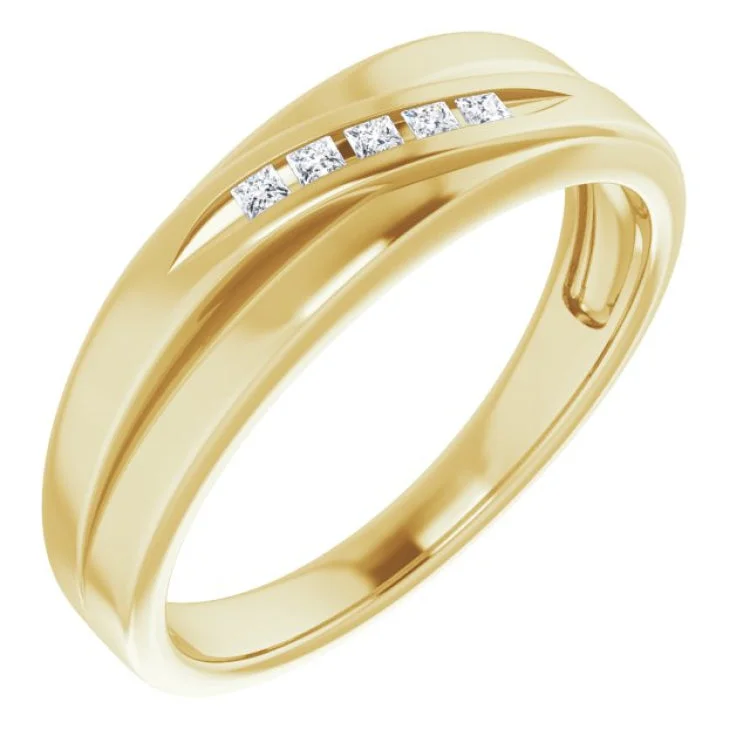 women’s art deco rings-14K Yellow 1/8 CTW Natural Diamond Band