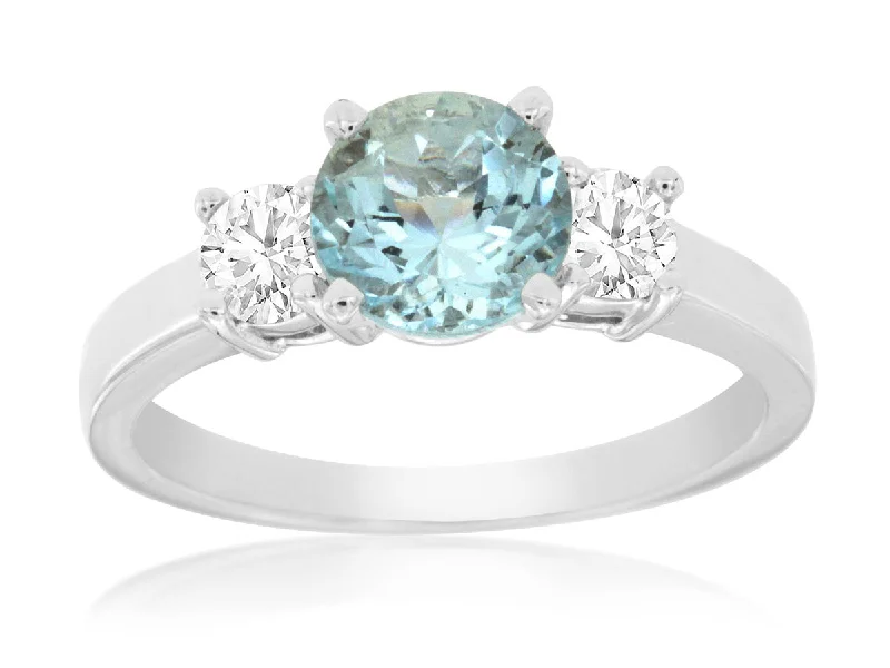 women’s engagement rings with rare diamonds-Aquamarine & Diamond Ring