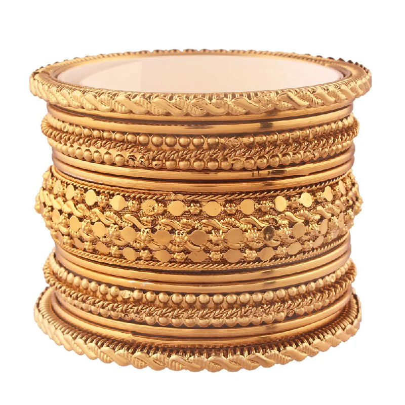 women’s stacked bracelets-Etnico Traditional Gold Plated Bangles Set Jewellery for Women/ Girls (ADB154a)