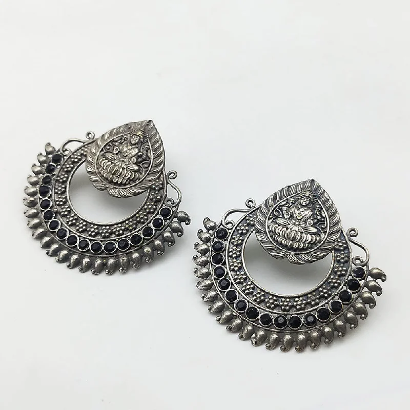 women’s cubic zirconia earrings-Manisha Jewellery Oxidised Plated Pota Stone Temple Dangler Earrings