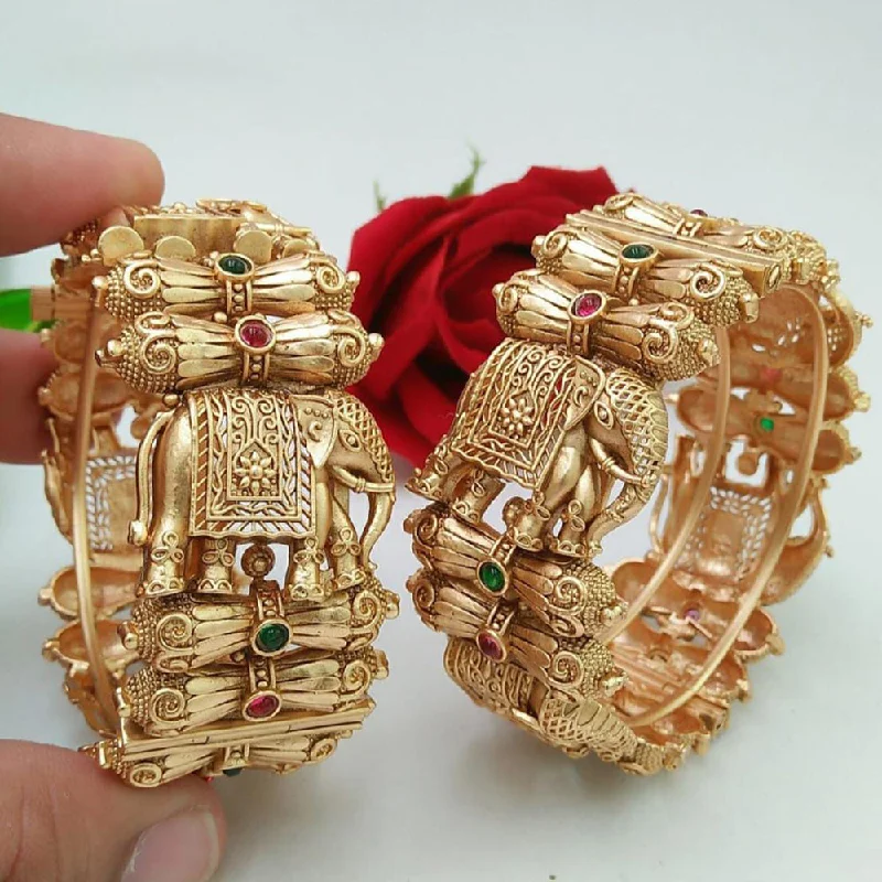 women’s diamond bangles-Manisha Jewellery Brass Elephant Design Bengals Set