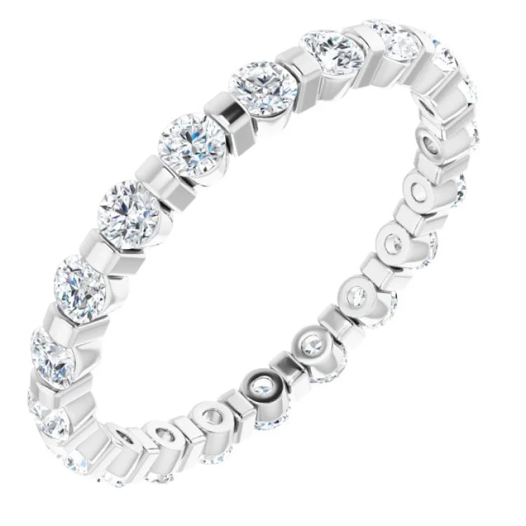 women’s unique engagement rings-14K White 1 CTW Natural Diamond Eternity Band Size 6