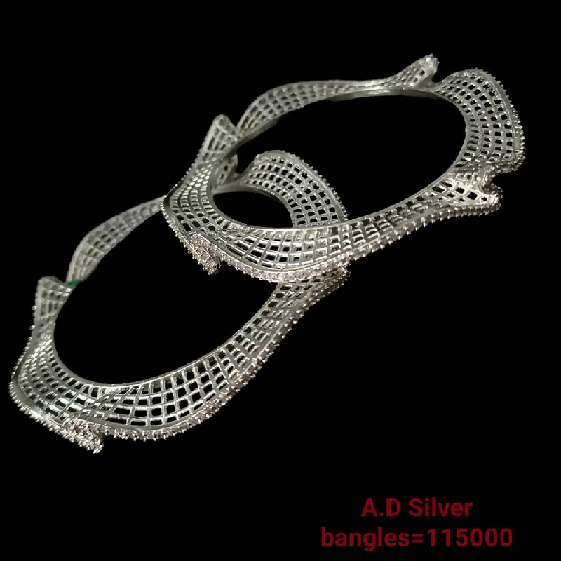 women’s silver cuff bracelets-Padmawati Bangles Silver Plated  Ad Stone Bangles Set