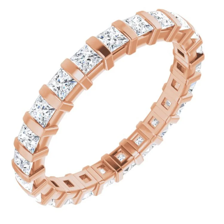 women’s gold-plated rings-14K Rose 1 1/6 CTW Natural Diamond Eternity Band Size 6