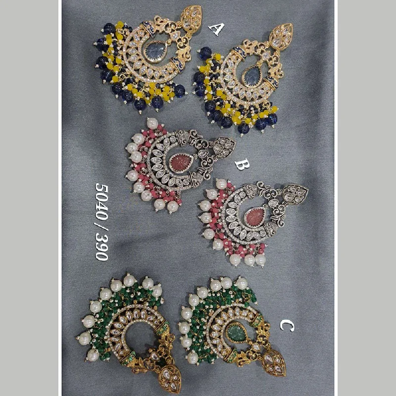 gold stud earrings for women-Deep Enterprises Kundan Stone And Beads Dangler Earrings