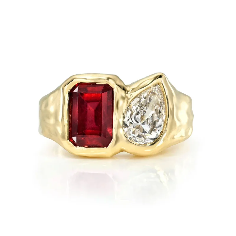 unique engagement rings for women-Toi Et Moi River Ruby and Diamond Ring