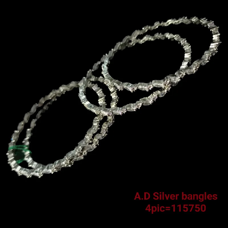 women’s beaded bracelets-Padmawati Bangles Silver Plated  Ad Stone Bangles Set