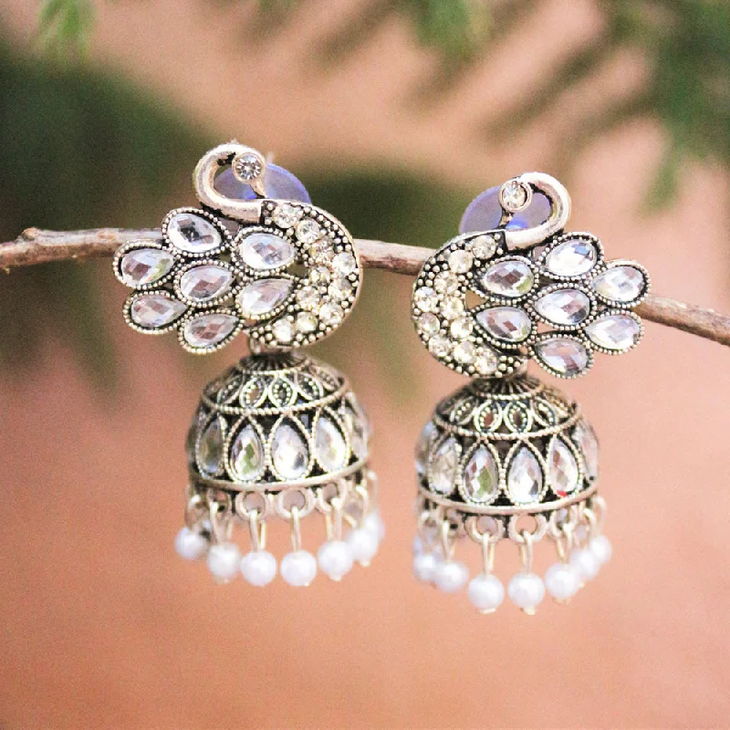 women’s drop diamond earrings-H K Fashion Oxidised Plated Jhumki Earrings