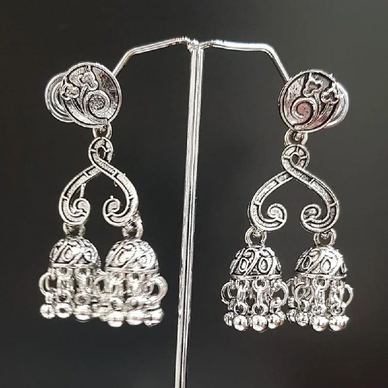 women’s beaded earrings-Shreeji Oxidised Plated Jhumki Earrings