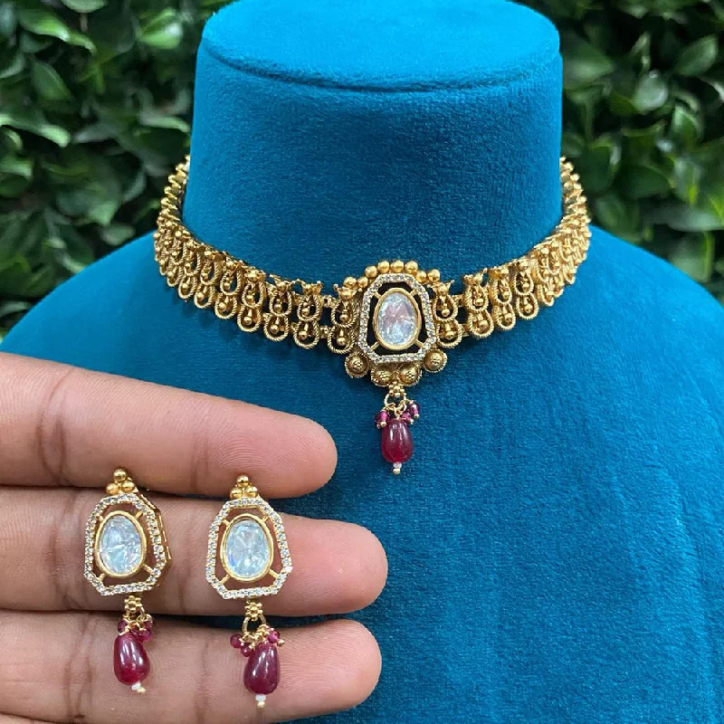 silver necklaces for women-Royal Kundan Jewellery Gold Plated Polki Kundan Necklace Set