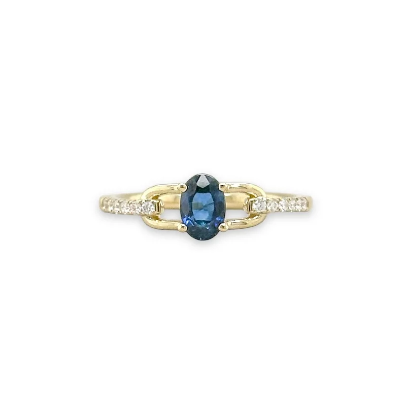 affordable diamond engagement rings-14K Y Gold 0.74ctw Sapphire and 0.10ctw Diamond Ring