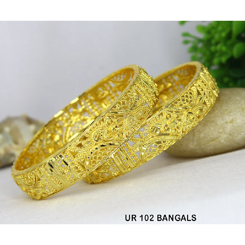 women’s silver bangles-Mahavir Gold Plated Bangles Set