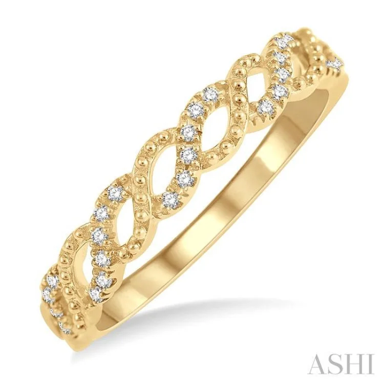 fashion rings for women-1/10 Ctw Entwined Round Cut Diamond Stack Band in 14K Yellow Gold