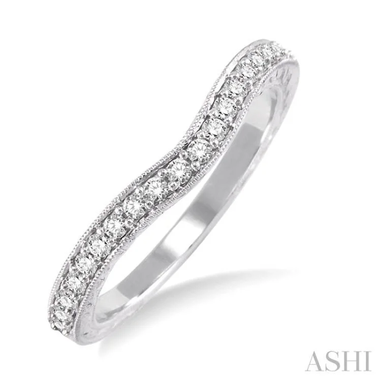 stackable rings for women-1/4 Ctw Diamond Wedding Band in 14K White Gold