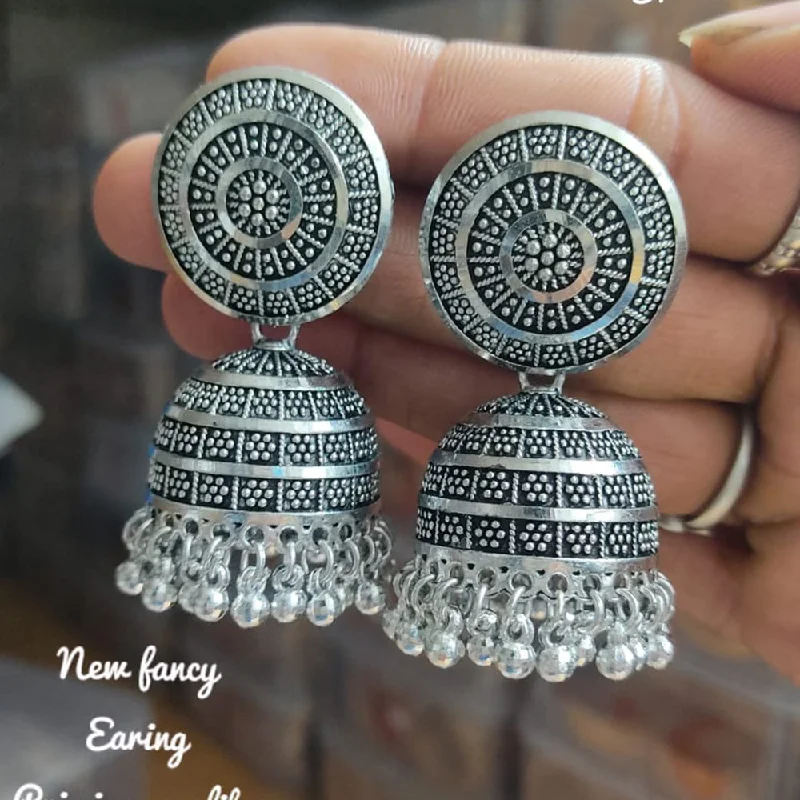 women’s art deco earrings-Lucentarts Jewellery Oxidised Plated Jhumki Earrings