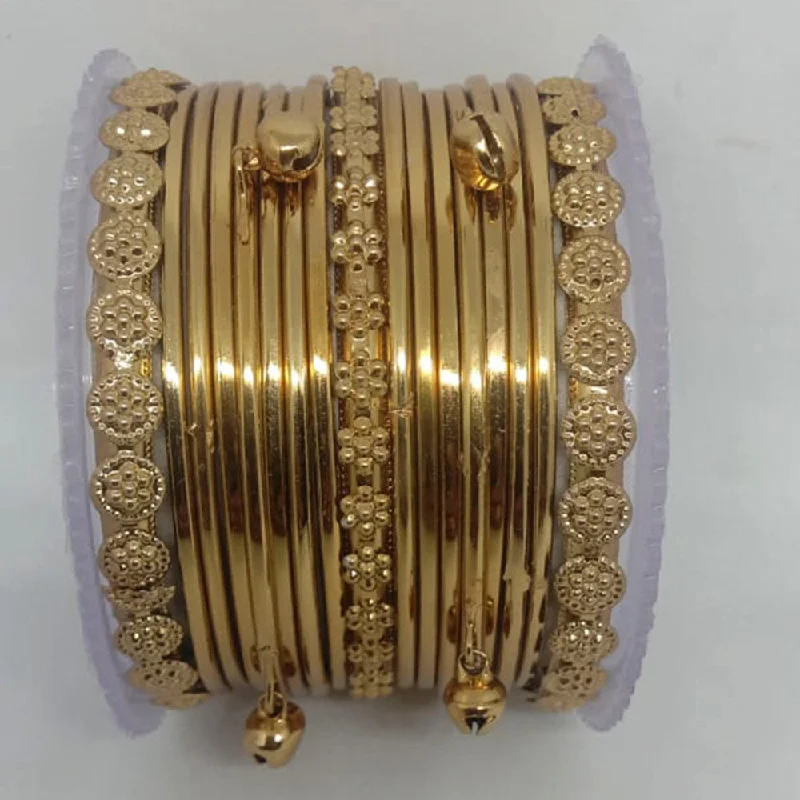 women’s crystal bracelets-Shree Asha Bangles Gold Plated Bangles Set - P.CH.107