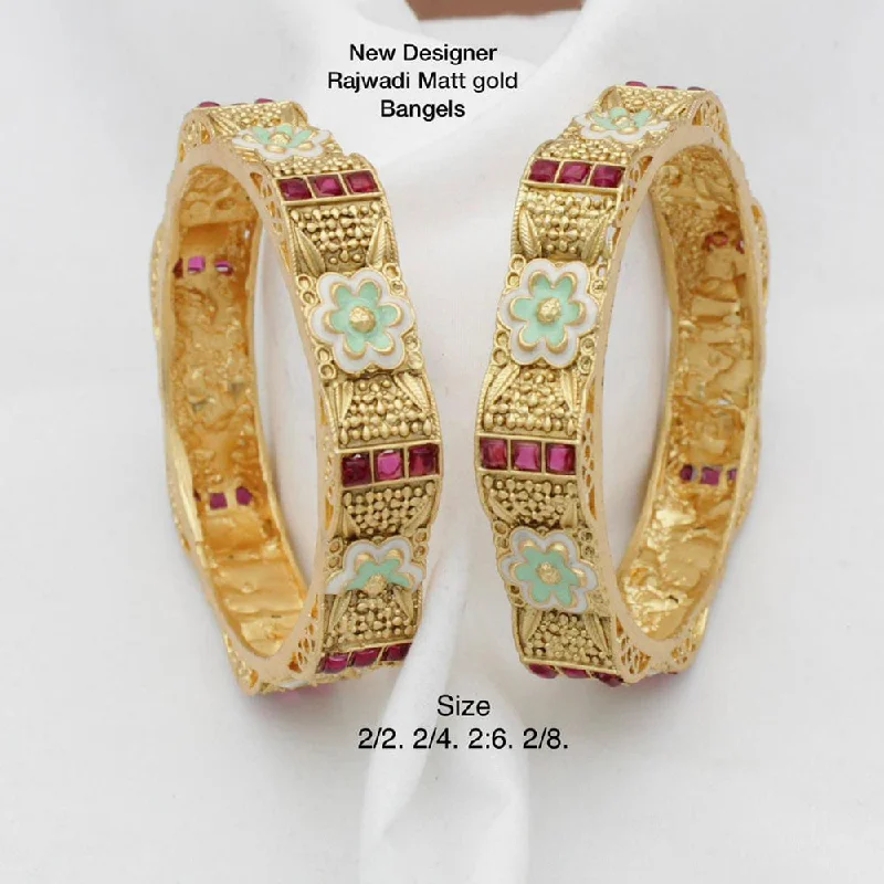 women’s cuff bracelets with stones-Manisha Jewellery Gold Plated Bangle Set