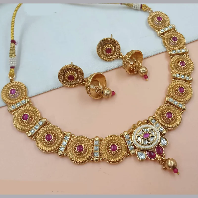 women’s customized heart necklaces-Padmawati Bangles Gold Plated Pota Stone And Pearls Necklace Set