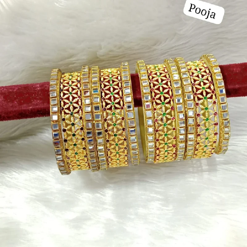 women’s fitness bracelets-Pooja Bangles Gold Plated Bangle Set