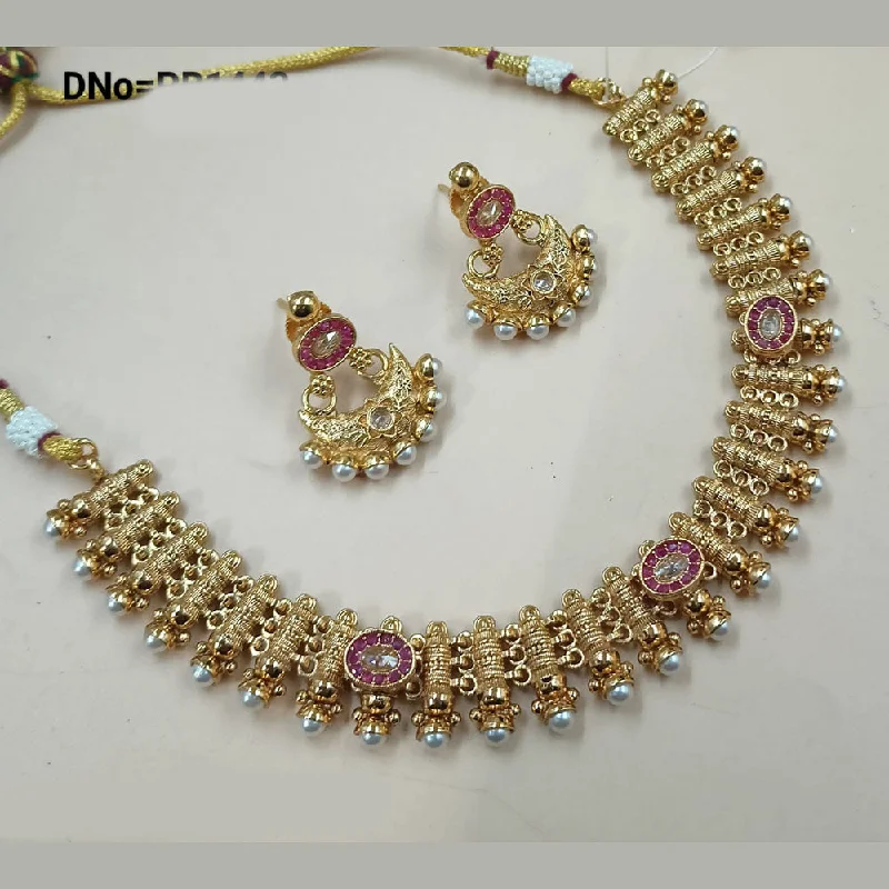 multi-color necklaces for women-Padmawati Bangles Gold Plated Crystal Stone And Pearls Necklace Set