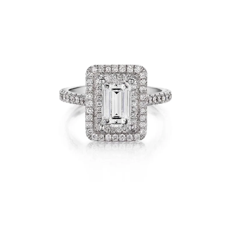 women’s emerald engagement rings with diamonds-Emerald Cut Diamond Ring