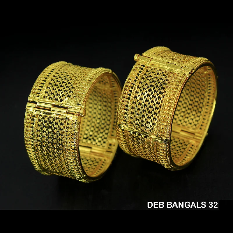 women’s fitness bracelets-Mahavir Forming Gold Plated Bangle Set - DEB BANGALS 32