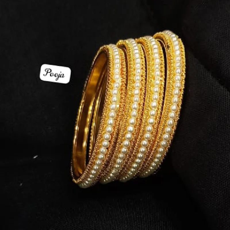 women’s fitness bracelets-Pooja Bangles Gold Plated Bangle Set