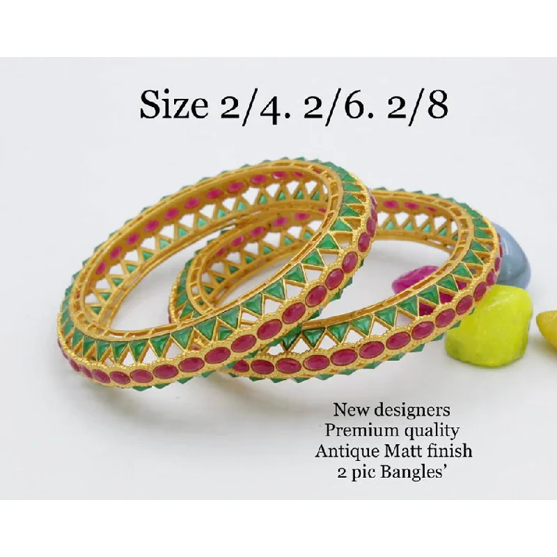 adjustable leather bangles-Sai Fashion Gold Plated Pota Stone Bangles