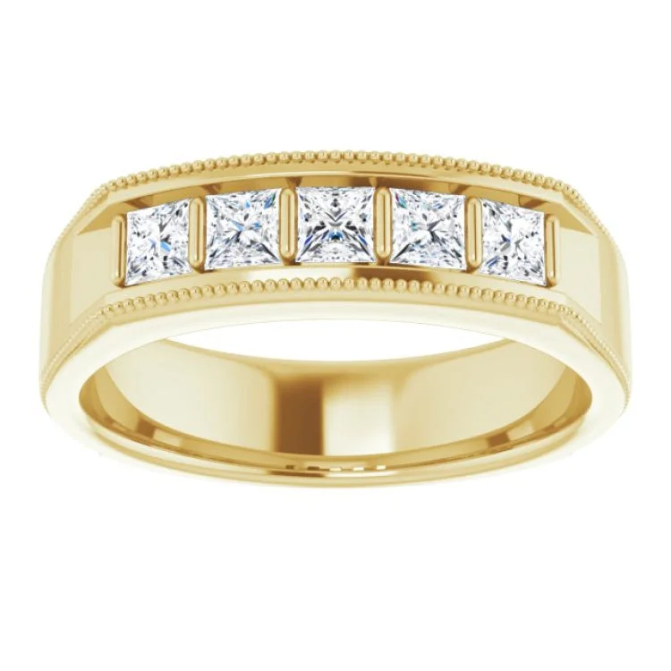 women’s fashion statement rings-14K Yellow 3/4 CTW Natural Diamond Milgrain Band