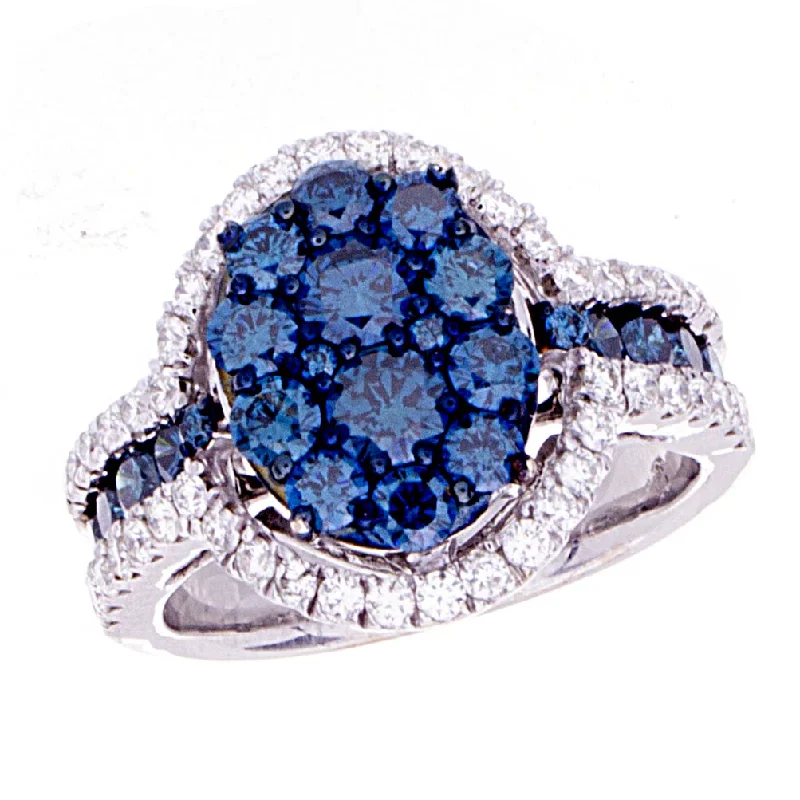 women’s cushion-cut engagement rings-Blue Diamond Ring